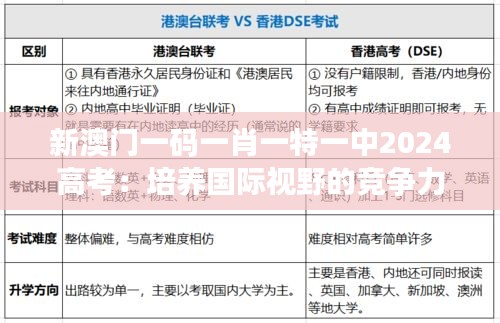 新澳门一码一肖一特一中2024高考：培养国际视野的竞争力