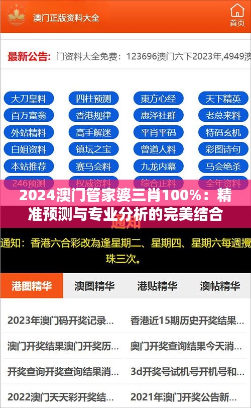 2024澳门管家婆三肖100%：精准预测与专业分析的完美结合
