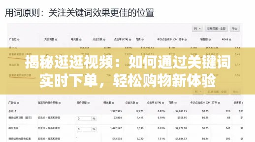 揭秘逛逛视频：如何通过关键词实时下单，轻松购物新体验