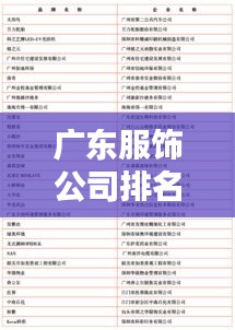 广东服饰公司排名揭晓，最新榜单，这些品牌引领潮流！