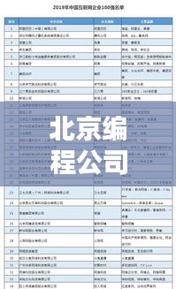 北京编程公司排名揭晓，权威榜单，优质企业一网打尽！