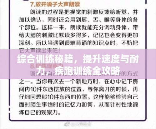 综合训练秘籍，提升速度与耐力，疾跑训练全攻略