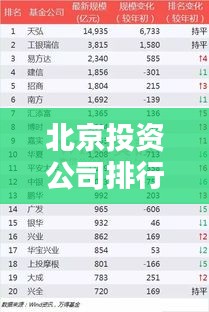 北京投资公司排行榜及行业影响力揭秘