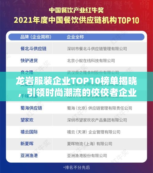 龙岩服装企业TOP10榜单揭晓，引领时尚潮流的佼佼者企业盘点
