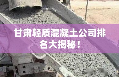 甘肃轻质混凝土公司排名大揭秘！